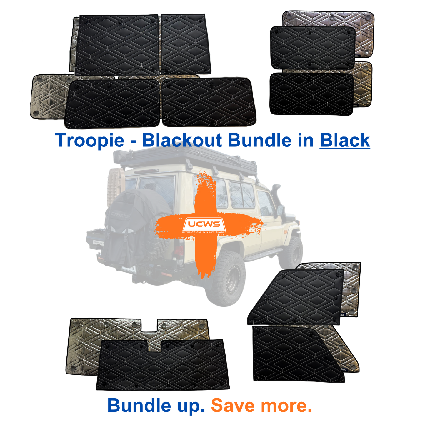 Toyota Troop Carrier - Blackout Bundle (Cargo + Front Cab) - Black