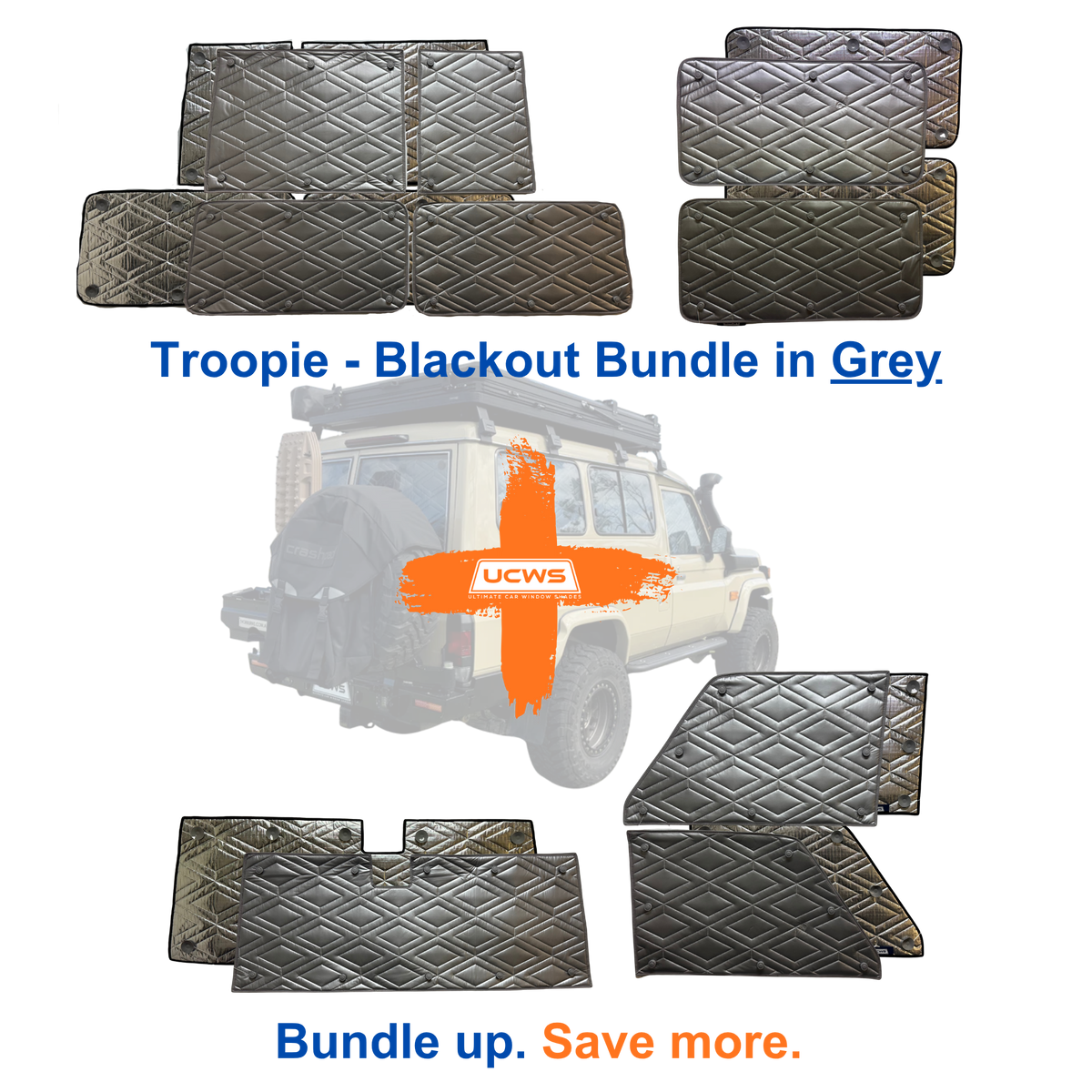 Toyota Troop Carrier - Blackout Bundle (Cargo + Front Cab) - Grey